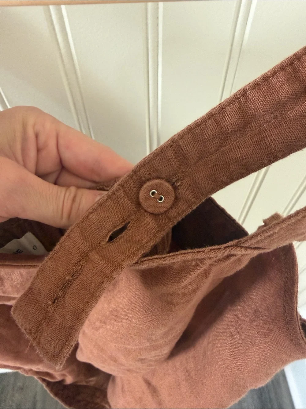Everlane Linen Jumpsuit in Rust Brown with Tie Waist